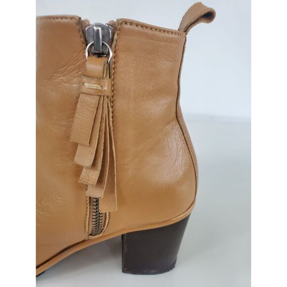 Opening Ceremony Leather Ankle Boots Caramel Brown Bootie Size 37.5 US 6.5 Shoes - Picture 14 of 15